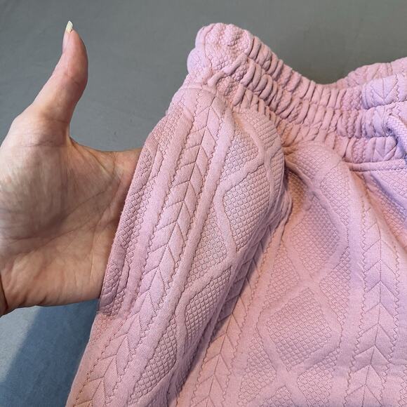 Grayson Threads Jogger Sweat Pant Small Pink Textured Diamond Lounge Womens - Picture 7 of 10